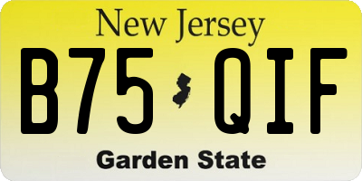 NJ license plate B75QIF