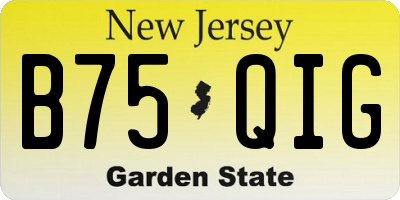 NJ license plate B75QIG