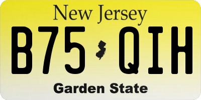 NJ license plate B75QIH