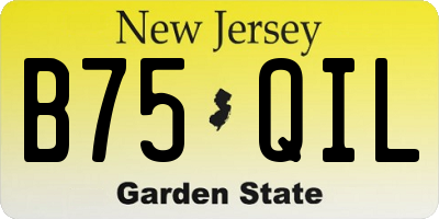 NJ license plate B75QIL