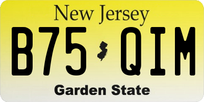 NJ license plate B75QIM