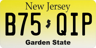 NJ license plate B75QIP