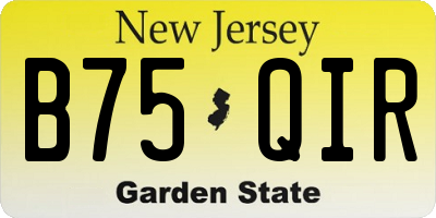 NJ license plate B75QIR