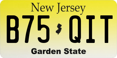 NJ license plate B75QIT