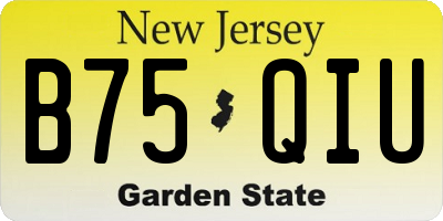 NJ license plate B75QIU
