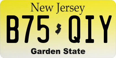 NJ license plate B75QIY
