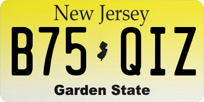 NJ license plate B75QIZ