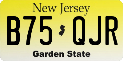 NJ license plate B75QJR