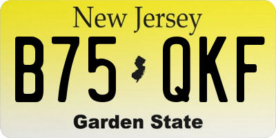 NJ license plate B75QKF