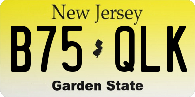 NJ license plate B75QLK