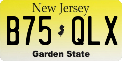 NJ license plate B75QLX