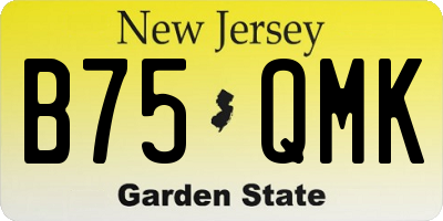 NJ license plate B75QMK