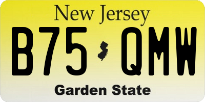 NJ license plate B75QMW
