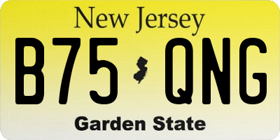 NJ license plate B75QNG