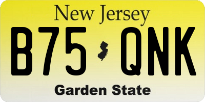 NJ license plate B75QNK