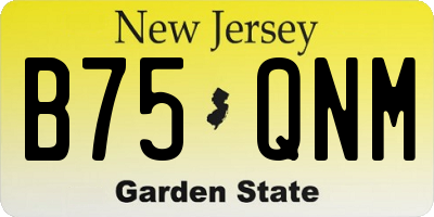 NJ license plate B75QNM