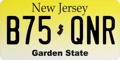 NJ license plate B75QNR