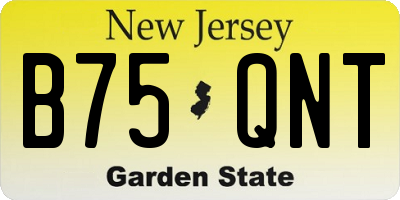 NJ license plate B75QNT