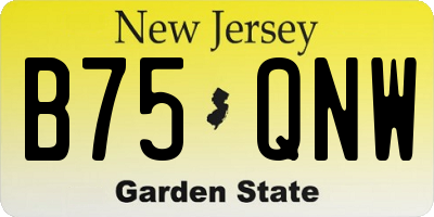 NJ license plate B75QNW