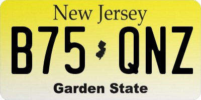 NJ license plate B75QNZ