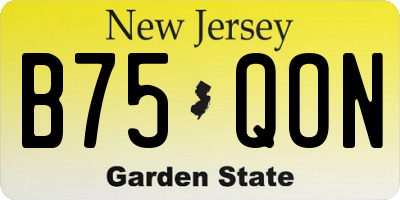 NJ license plate B75QON