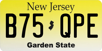 NJ license plate B75QPE