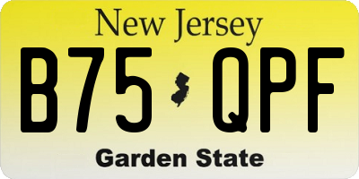 NJ license plate B75QPF