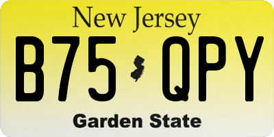 NJ license plate B75QPY