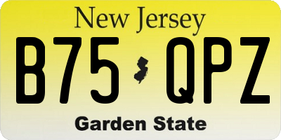 NJ license plate B75QPZ