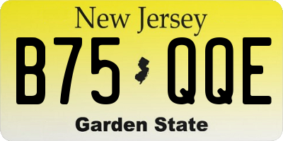 NJ license plate B75QQE