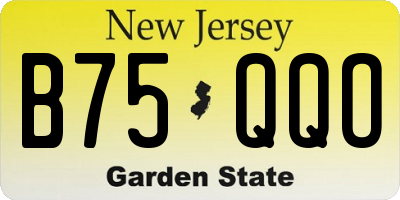 NJ license plate B75QQO