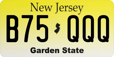 NJ license plate B75QQQ