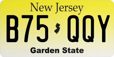 NJ license plate B75QQY
