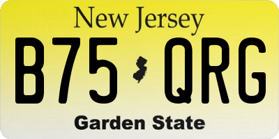 NJ license plate B75QRG