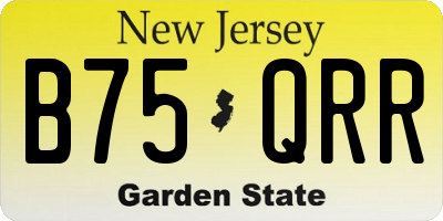 NJ license plate B75QRR