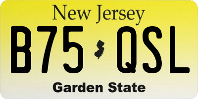 NJ license plate B75QSL