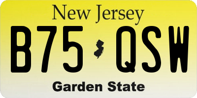 NJ license plate B75QSW