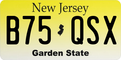 NJ license plate B75QSX