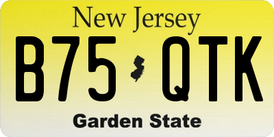 NJ license plate B75QTK