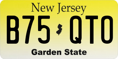NJ license plate B75QTO