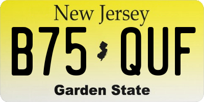 NJ license plate B75QUF