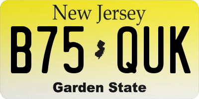NJ license plate B75QUK