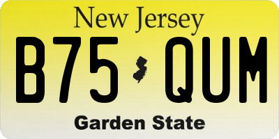 NJ license plate B75QUM