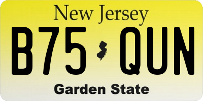 NJ license plate B75QUN