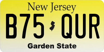 NJ license plate B75QUR