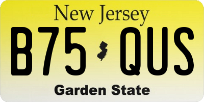 NJ license plate B75QUS