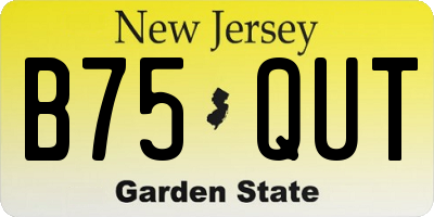 NJ license plate B75QUT