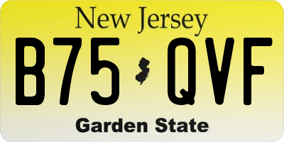 NJ license plate B75QVF