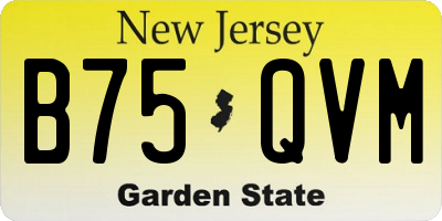 NJ license plate B75QVM