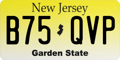 NJ license plate B75QVP